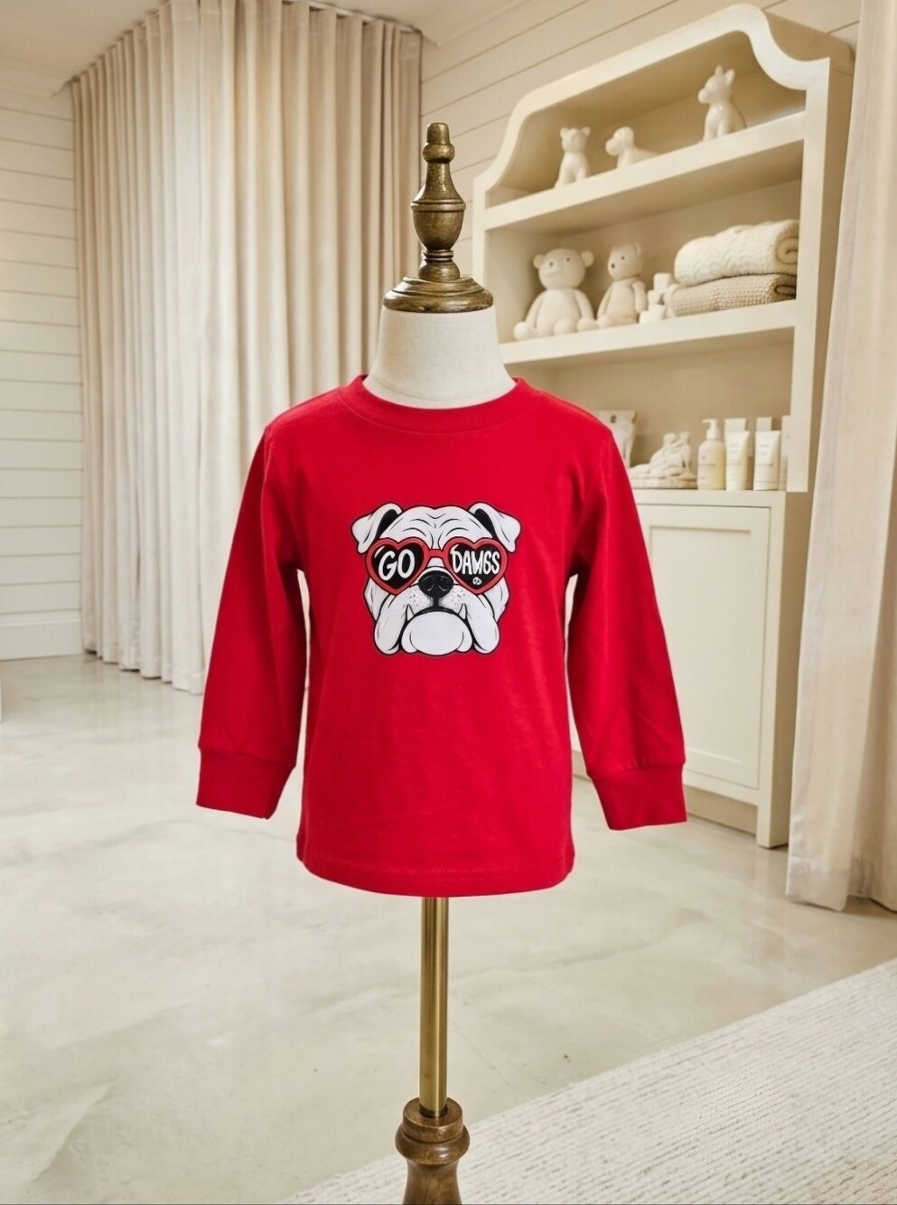 Red Dog With Sunglasses Long Sleeve Shirt Sz 4